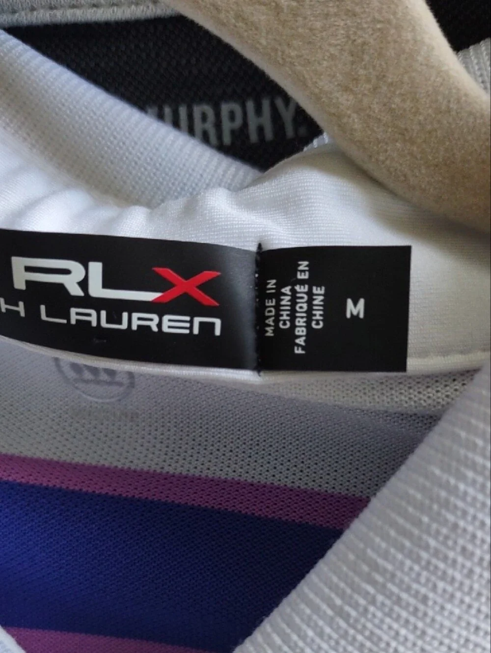 Ralph Lauren White Polo with Purple & Pink Stripes